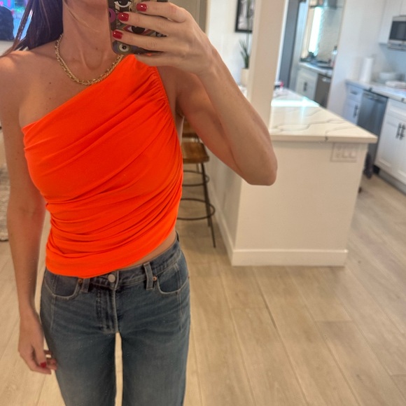 Orange One-Shoulder Top. - Picture 3 of 3